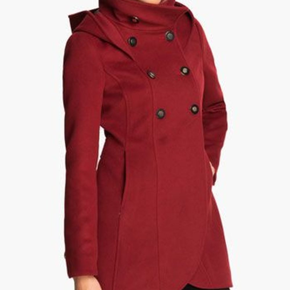 Soia & Kyo Hooded Wool Coat RED Large, like new